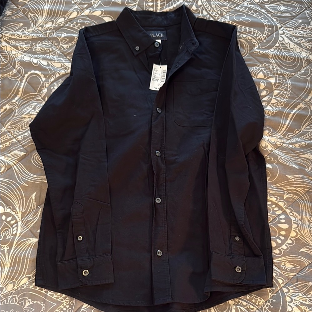 Black Casual Button Down Shirt by Black